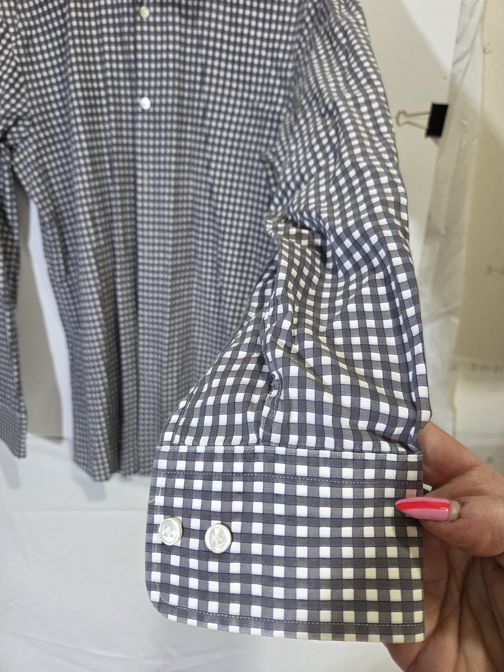 Hugo Boss Navy and White Gingham Button-Down Shirt - Picture 10 of 11